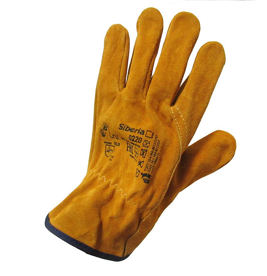 Перчатки спилковые пятипалые, арт. 0220 Siberia, желтые